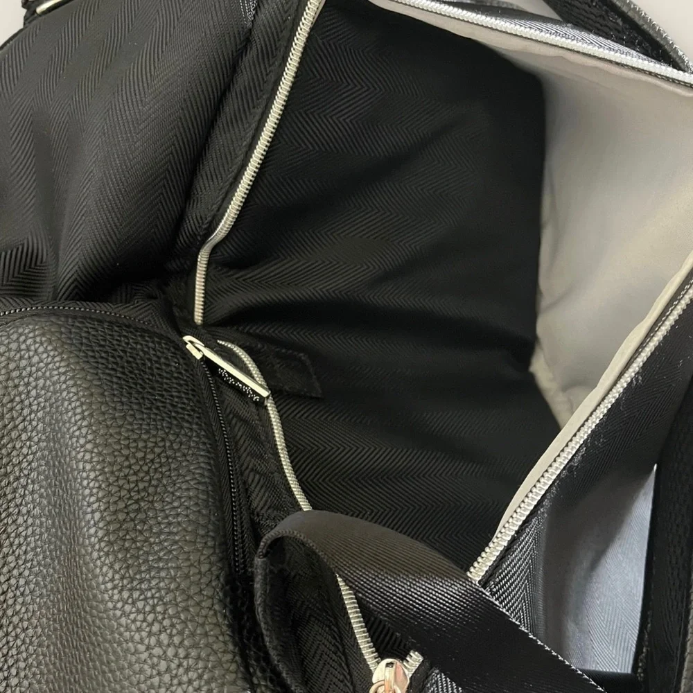 Itzy Ritzy Leather Large Diaper Backpack‎ Bag Travel Black 15